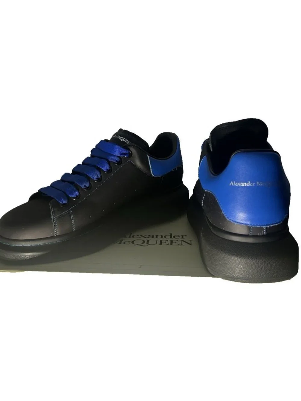 Alexander McQueen Oversized Sneaker Black Royal Blue Low Top Shoes Size 45 US 12